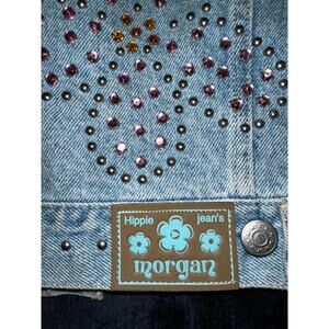 VINTAGE UNWORN 90's MORGAN DE TOI EMBELLISHED BEDAZZLED RHINESTONE DENIM JACKET